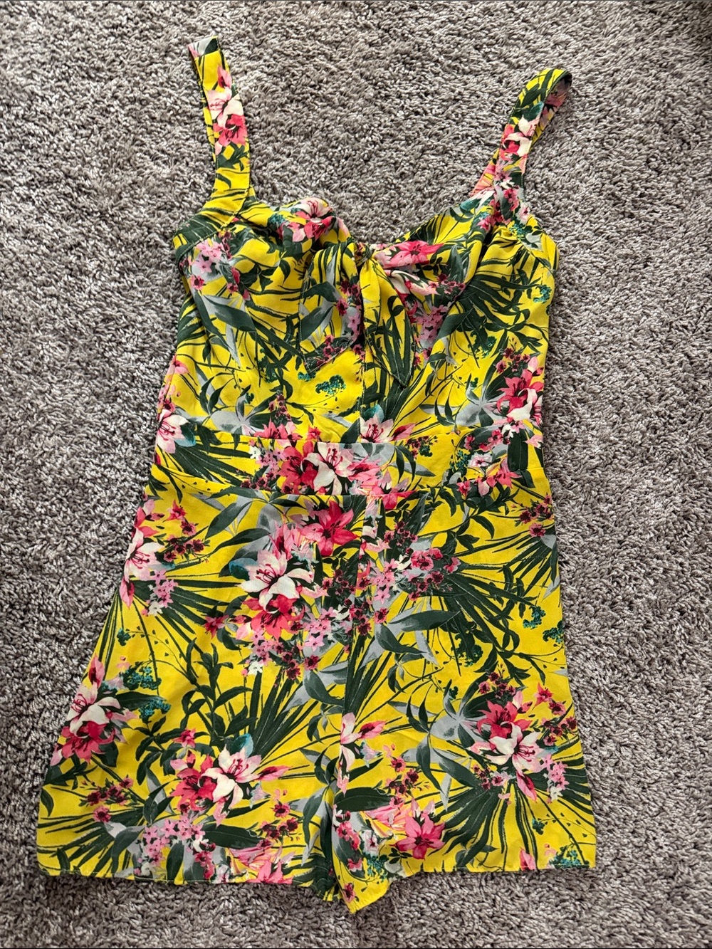 by & by Yellow Tropical Floral Romper